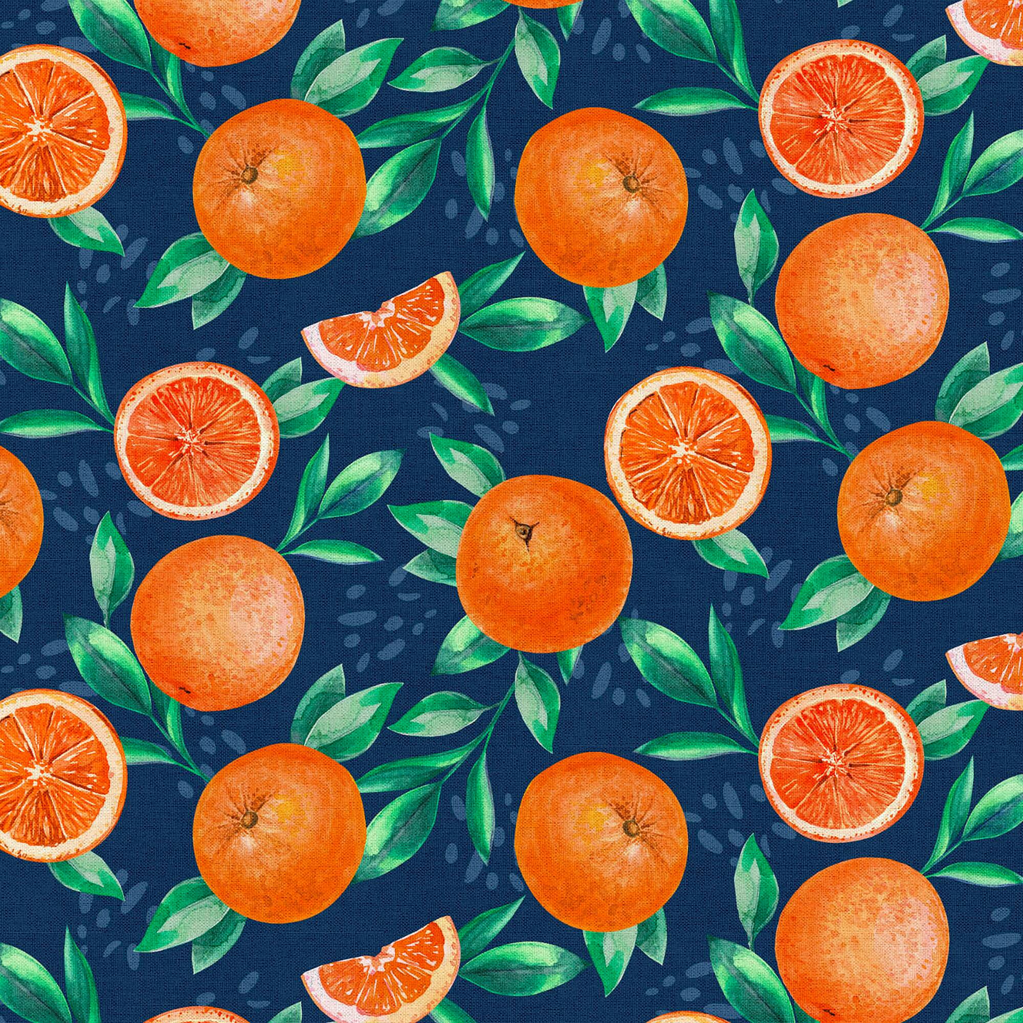 Fabric Editions Navy Orange Grove Cotton Fabric
